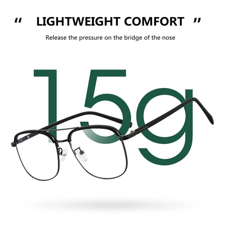Kocolior Unisex Full Rim Square Double Bridge Alloy Reading Glasses 18032 Reading Glasses Kocolior