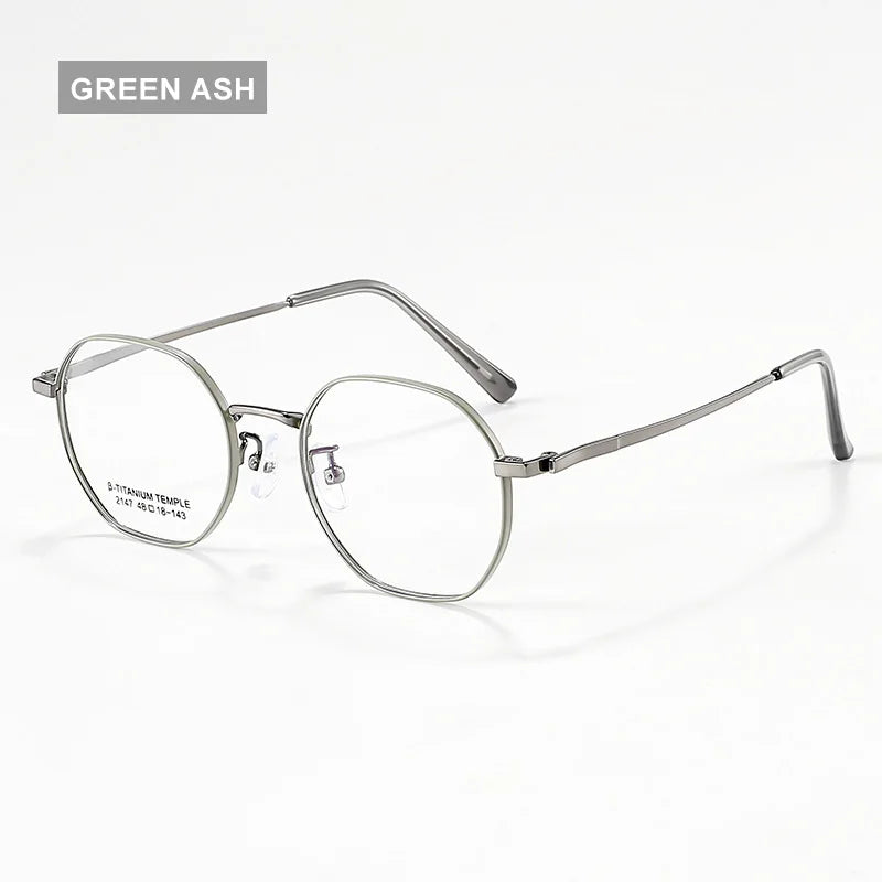 Vicky Women's Full Rim Small Flat Top Polygon Titanium Reading Glasses 2147 Reading Glasses Vicky -250 K2147-C3-GRAY