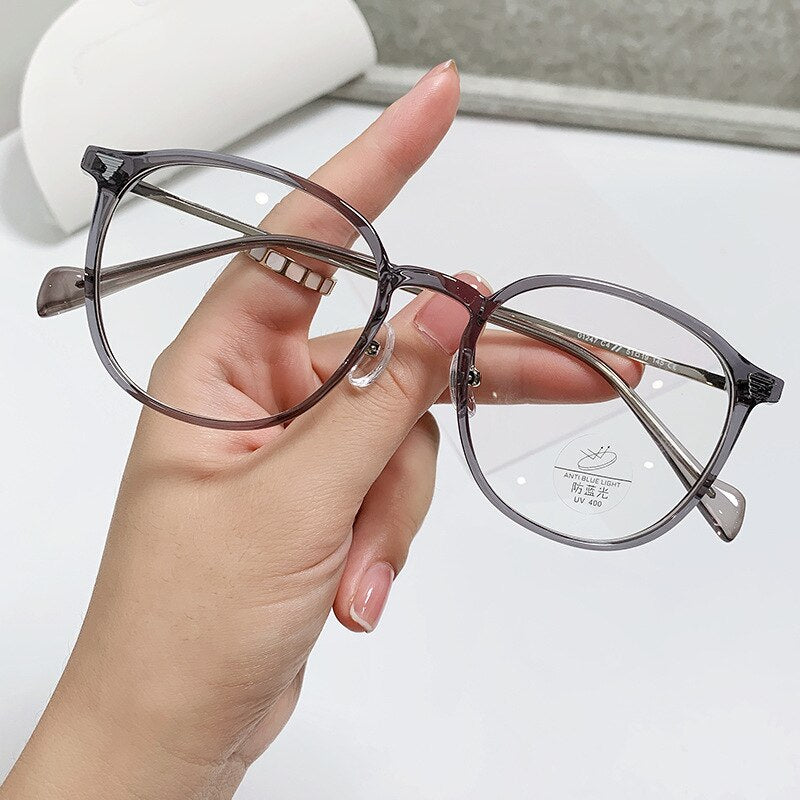 Yimaruili Unisex Full Rim Square Tr 90 Alloy Eyeglasses 01247 Full Rim Yimaruili Eyeglasses Transparent Gray