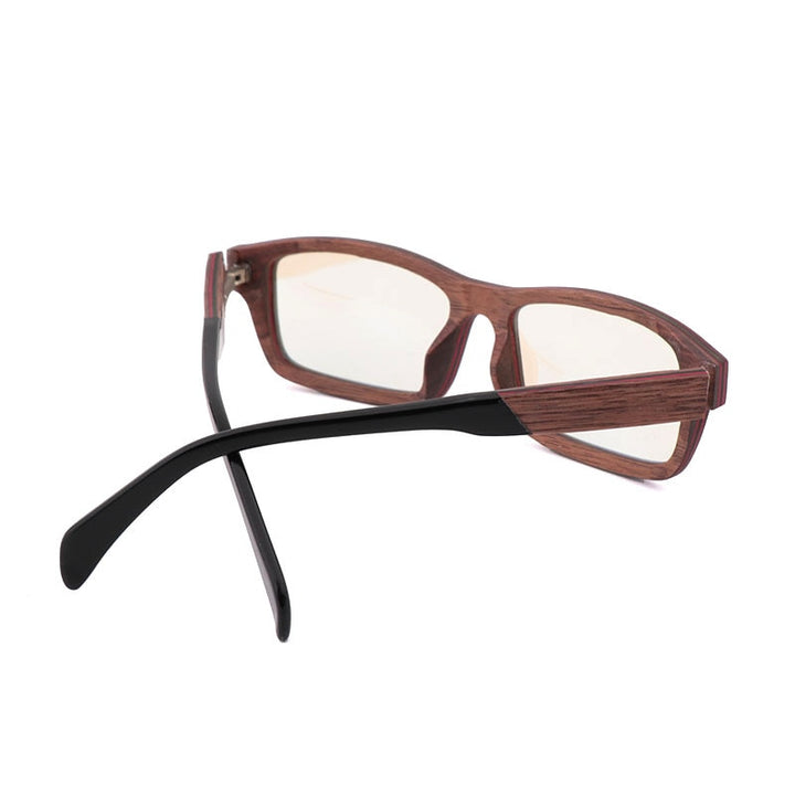 Hdcrafter Men's Full Rim Square Wood Eyeglasses 56028 Full Rim Hdcrafter Eyeglasses   