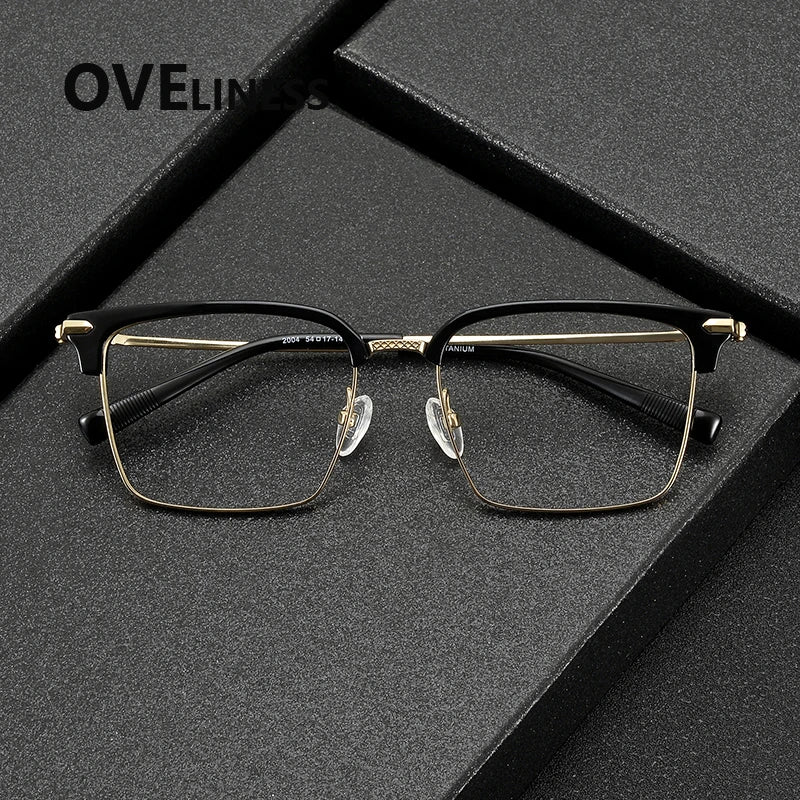 Oveliness Unisex Full RIm Square Acetate Titanium Eyeglasses 82004