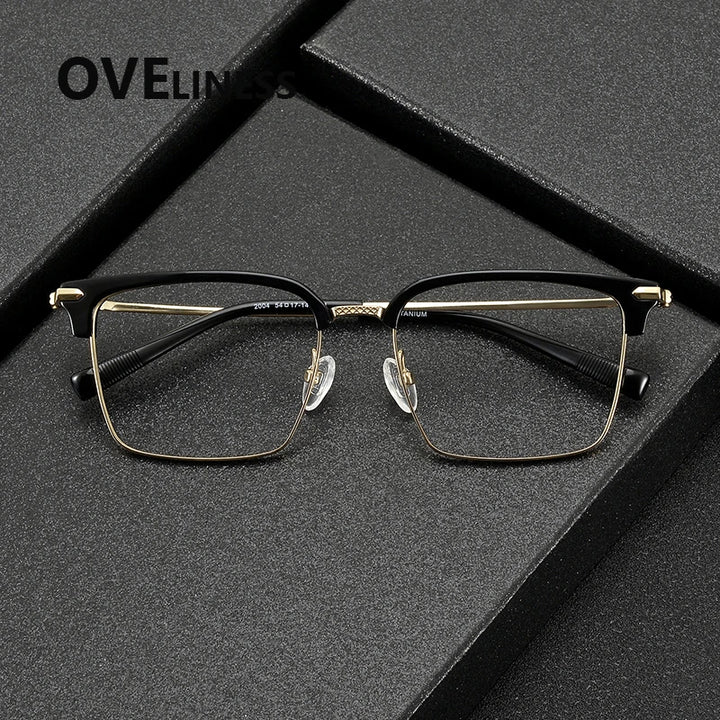 Oveliness Unisex Full RIm Square Acetate Titanium Eyeglasses 82004