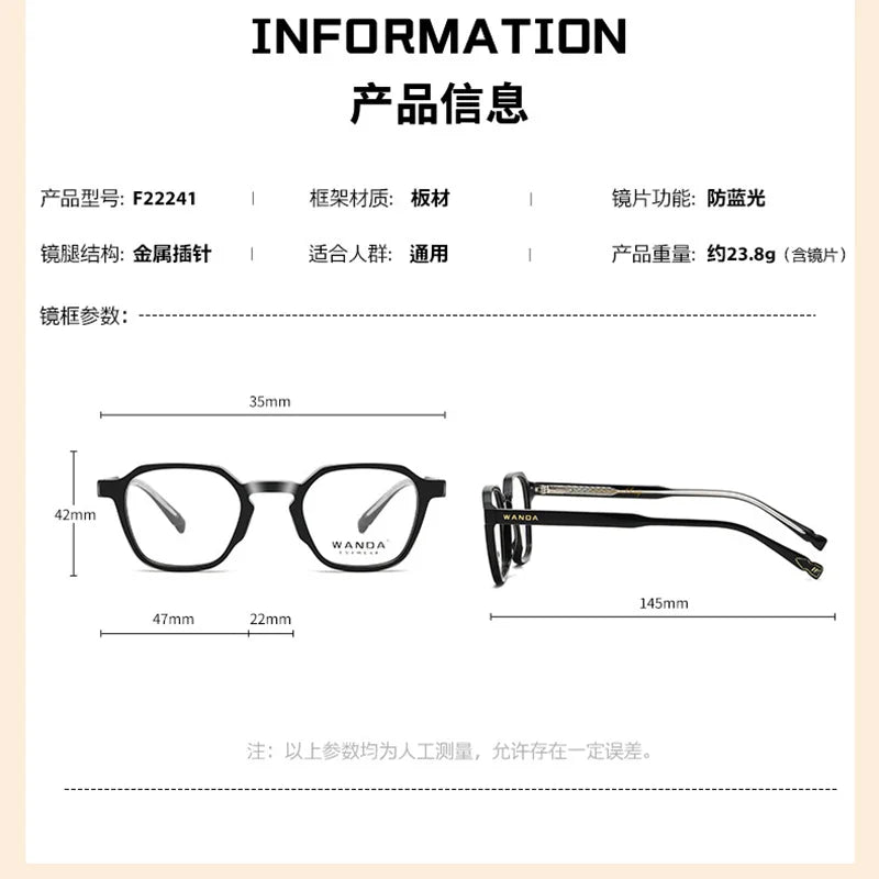 Reven Jate Women's Full Rim Polygon Square Tr 90 Alloy Eyeglasses 22241