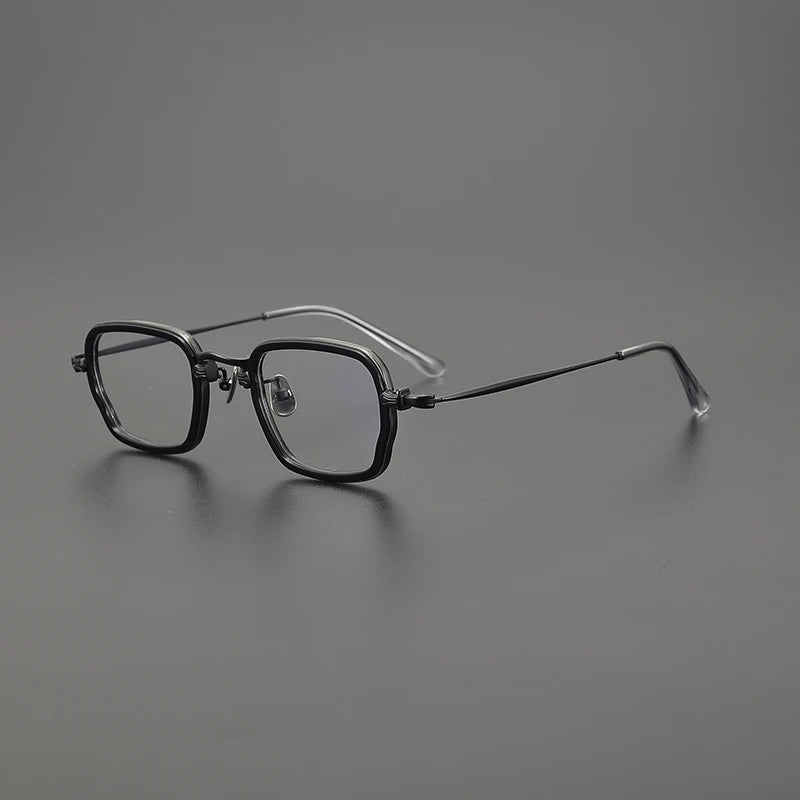 Gatenac Unisex Full Rim Big Square Titanium Acetate Eyeglasses Gxy1556 Full Rim Gatenac Black