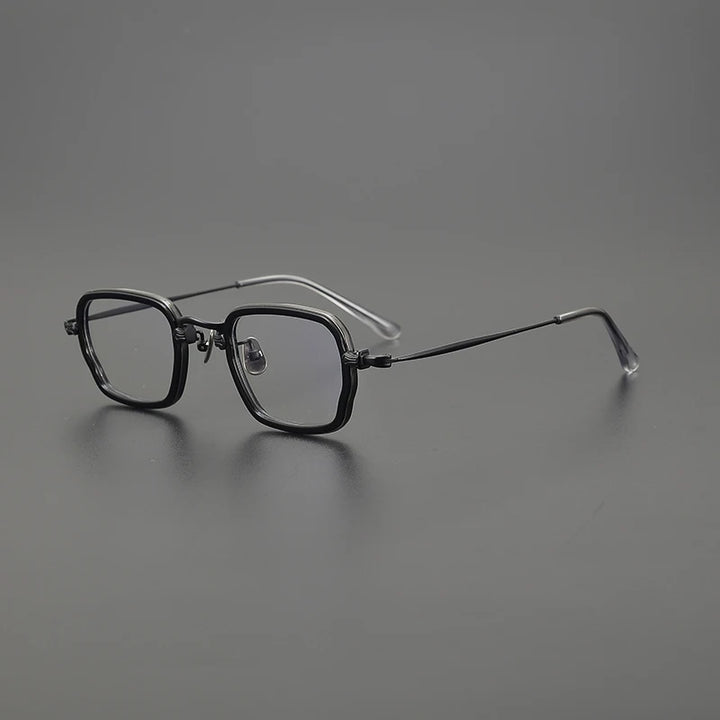 Gatenac Unisex Full Rim Big Square Titanium Acetate Eyeglasses Gxy1556 Full Rim Gatenac Black