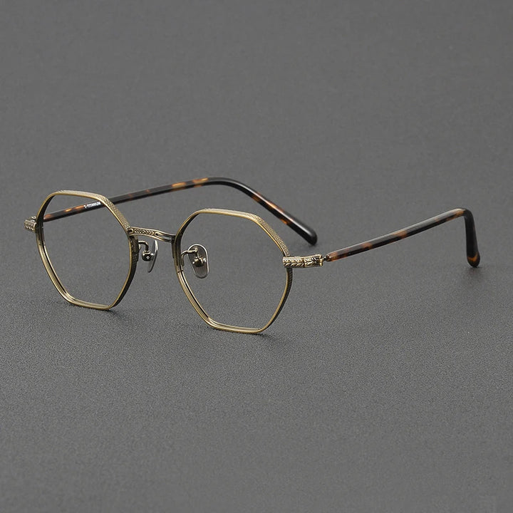 Black Mask Women's Full Rim Polygon Oval Titanium Eyeglasses 63040
