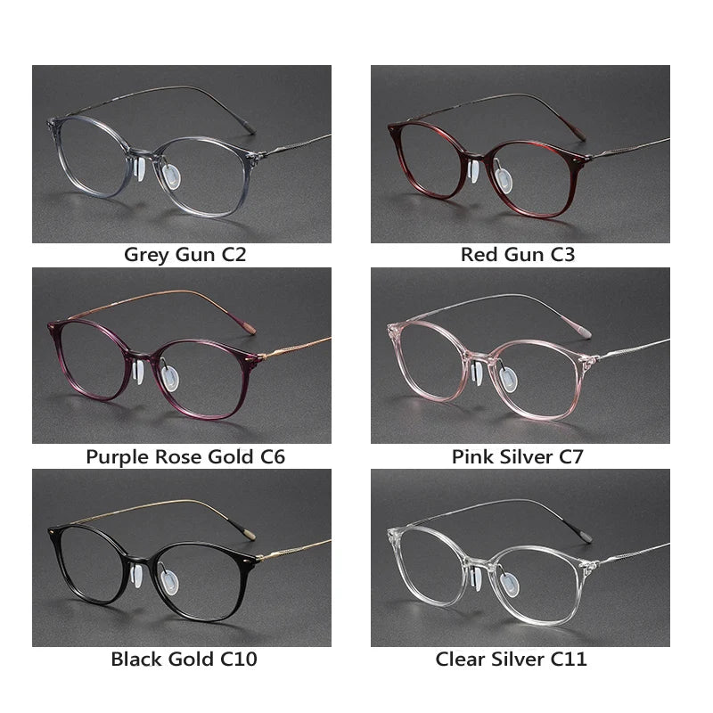 Oveliness Unisex Full Rim Square Acetate Titanium Eyeglasses 8654 Full Rim Oveliness