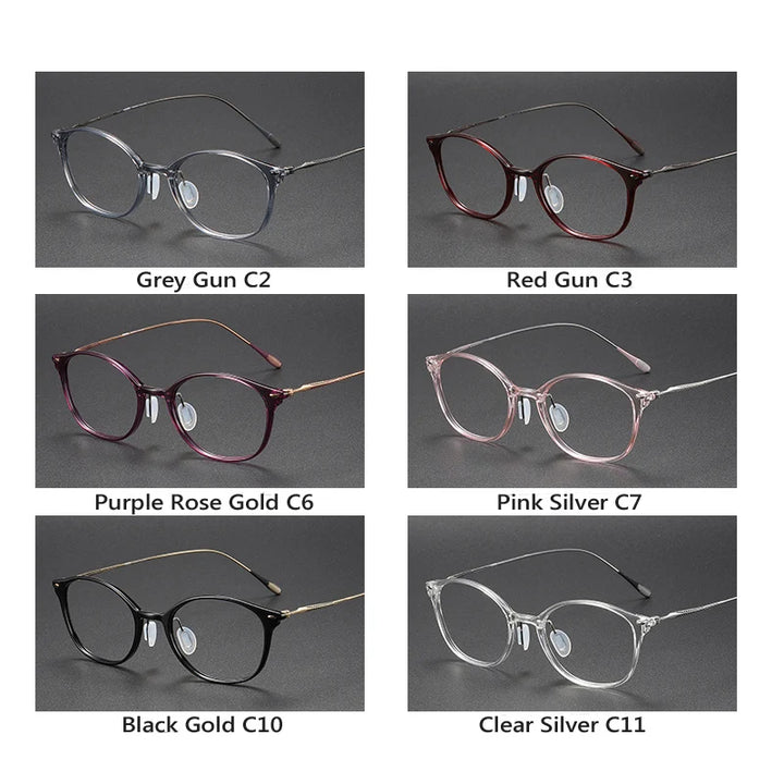 Oveliness Unisex Full Rim Square Acetate Titanium Eyeglasses 8654 Full Rim Oveliness