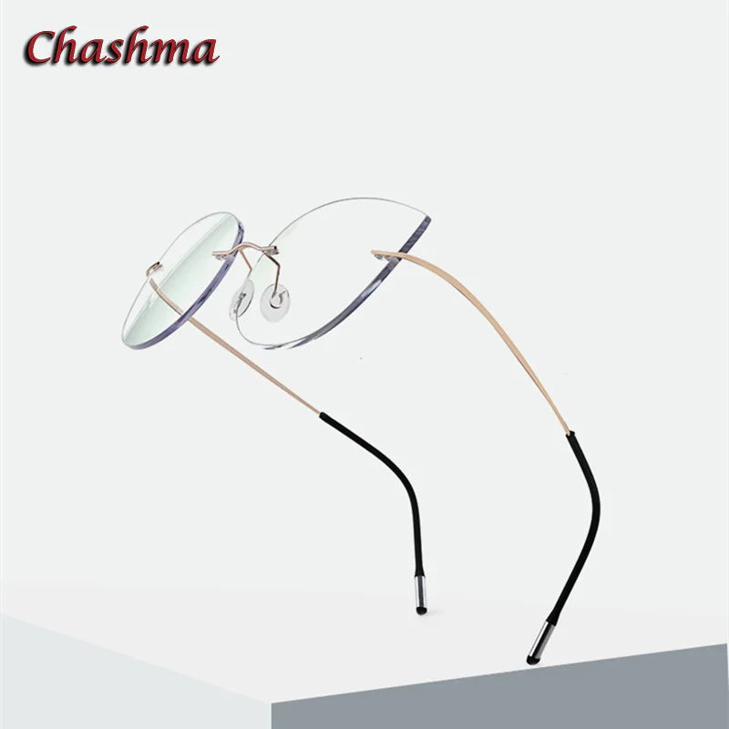 Chashma Ochki Unisex Rimless Cat Eye 2g Titanium Eyeglasses 003 Rimless Chashma Ochki