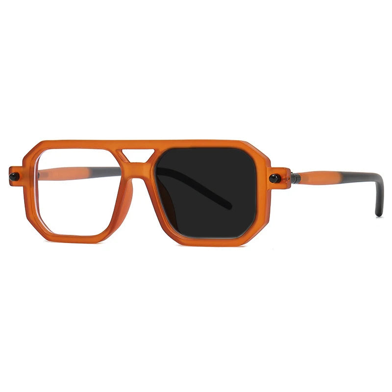 Kocolior Unisex Full Rim Square Double Bridge PC Hyperopic Reading Glasses 86512 Reading Glasses Kocolior Photochromic Orange 0 