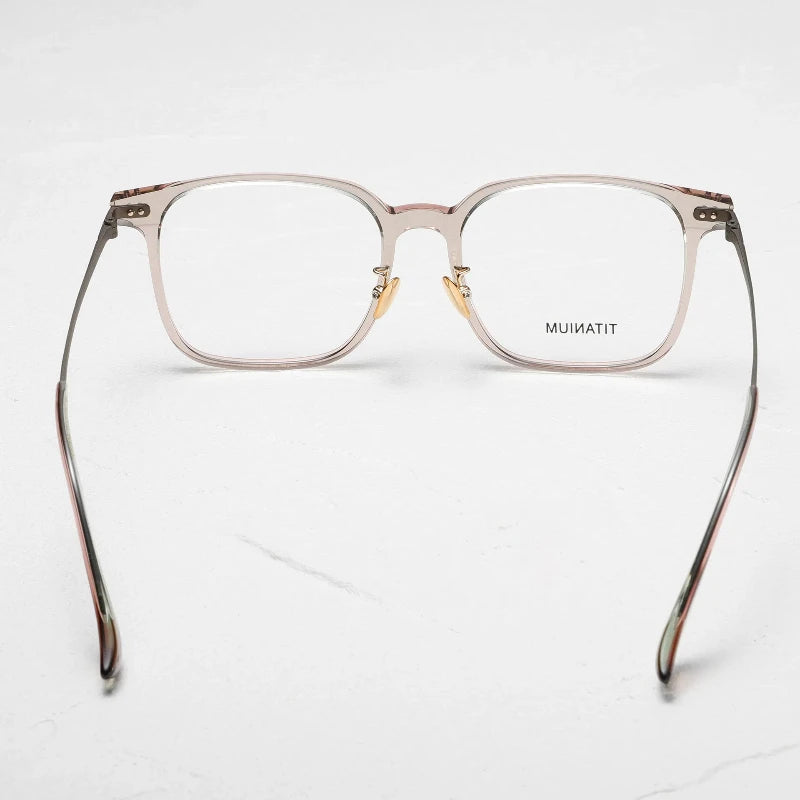 Aror Unisex Full Rim Square Acetate Titanium Eyeglasses 84296 Full Rim Aror