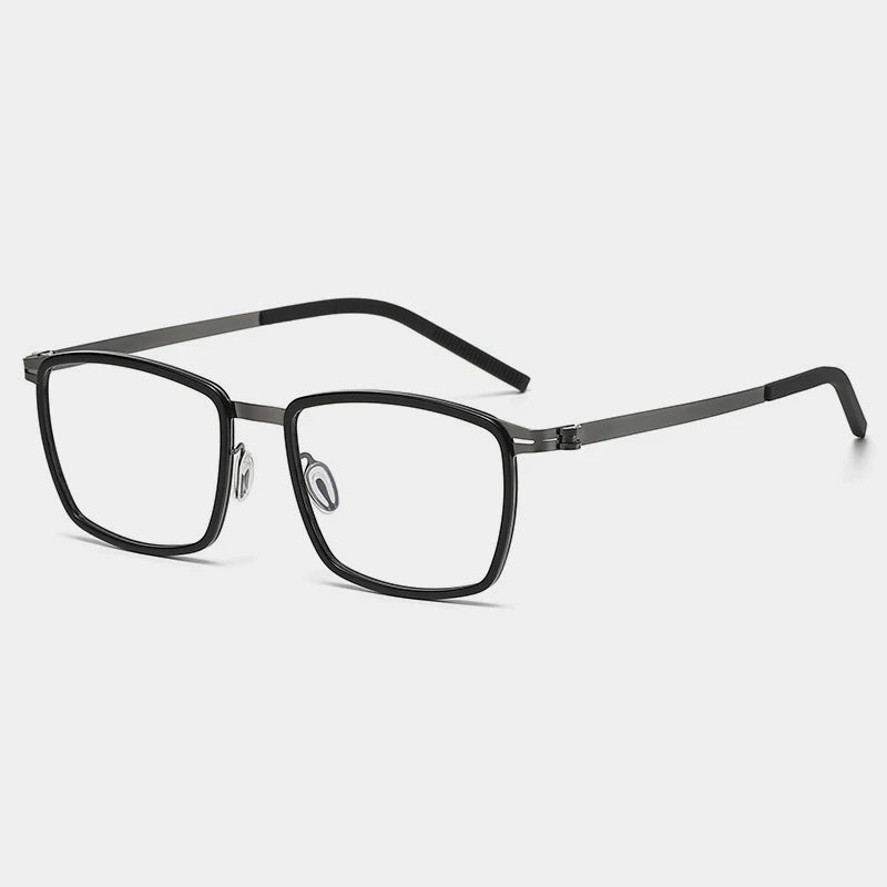 Gatenac Mens Full Rim Square Acetate Eyeglasses Gxyj-1187 Full Rim Gatenac Black Gun