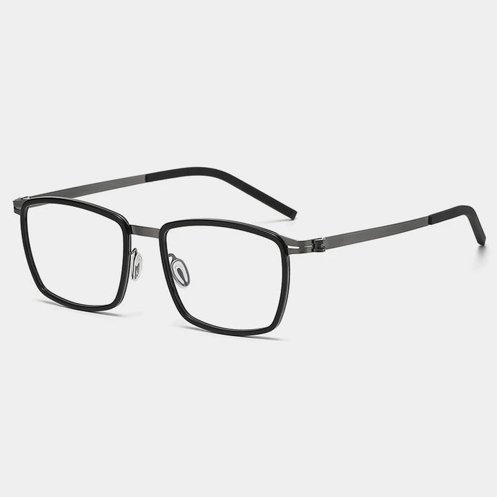 Gatenac Mens Full Rim Square Acetate Eyeglasses Gxyj-1187 Full Rim Gatenac Black Gun