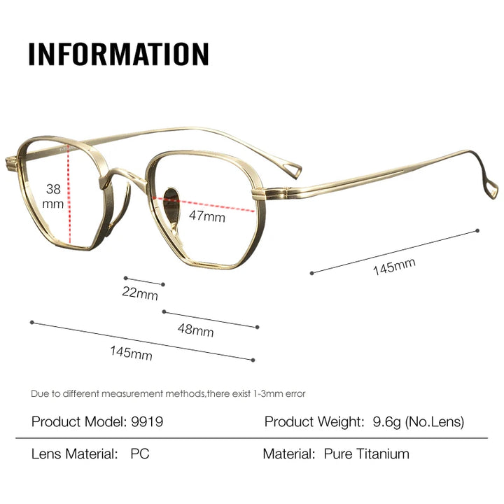 Muzz Unisex Full Rim Oval Polygon Titanium Eyeglasses 79919