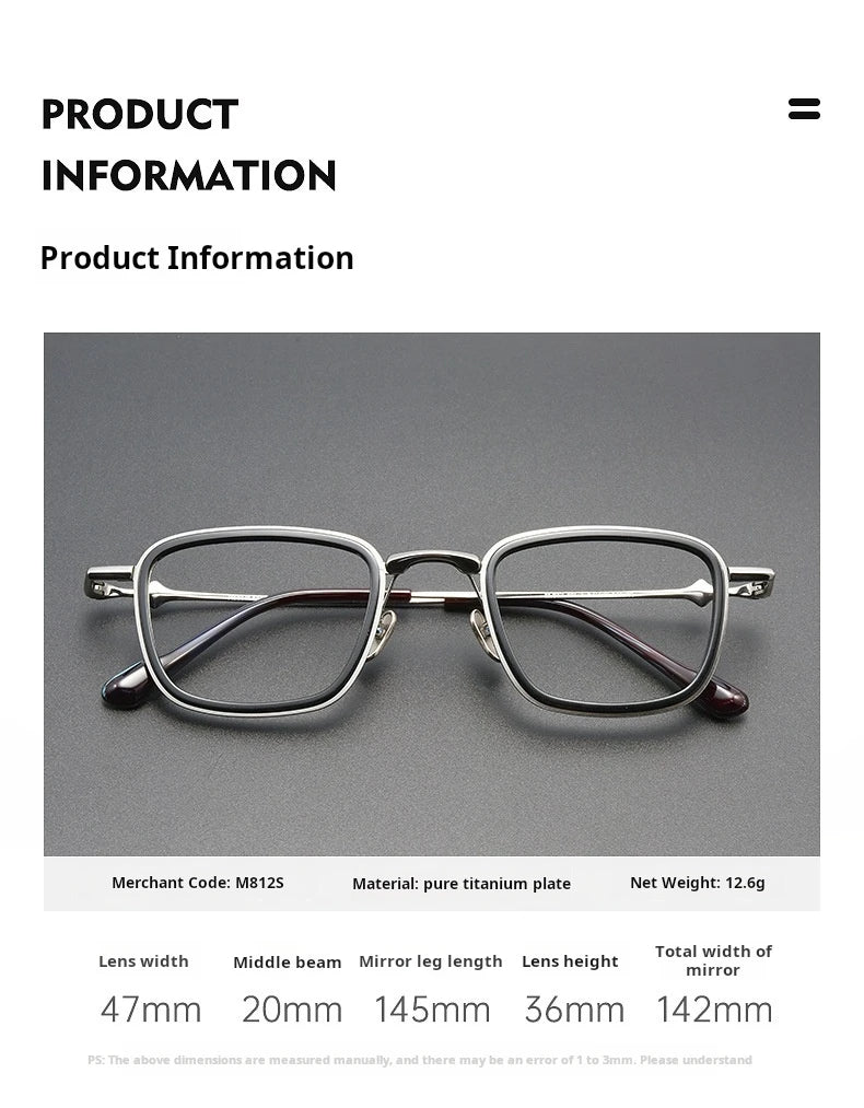 Yimaruili Unisex Full Rim Square Titanium Acetate Eyeglasses M81224