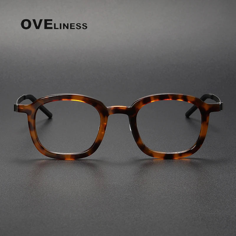 Oveliness Unisex Full Rim Square Acetate Titanium Eyeglasses 1050 Full Rim Oveliness