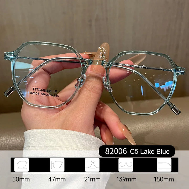 Gmei Women's Full Rim Flat Top Polygon Tr 90 Titanium Eyeglasses 82006