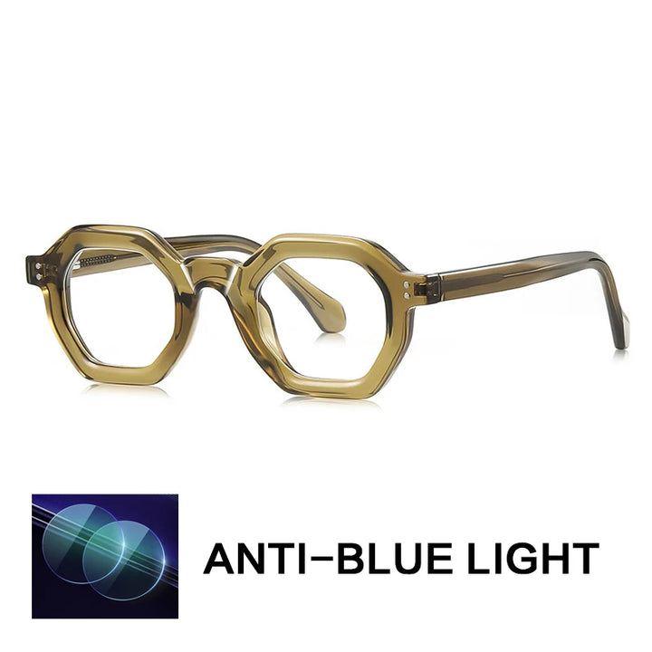 Gatenac Unisex Full Rim Polygon Tr 90 Titanium Reading Glasses Gxy2050