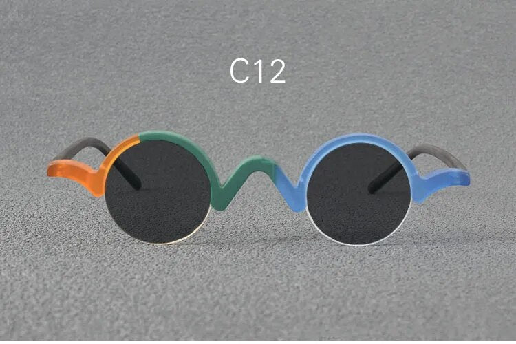 Yujo Unisex Semi Rim Round Acetate Polarized Sunglasses 35mm Sunglasses Yujo C12 China