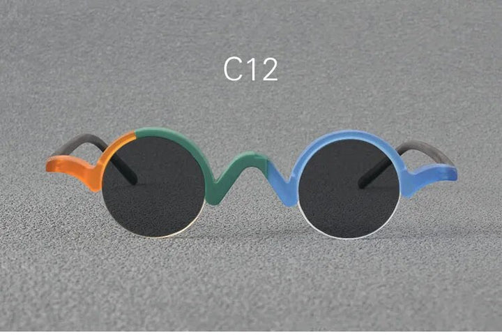 Yujo Unisex Semi Rim Round Acetate Polarized Sunglasses 35mm Sunglasses Yujo C12 China
