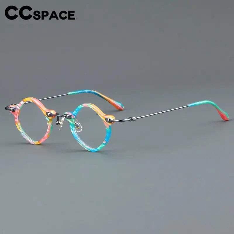 CCspace Women's Full Rim Round Acetate Alloy Eyeglasses 57170 Full Rim CCspace