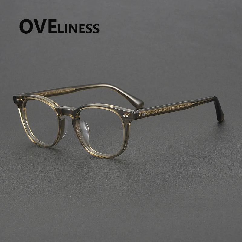Oveliness Unisex Full Rim Oval Square Acetate Eyeglasses 78096 Full Rim Oveliness tea