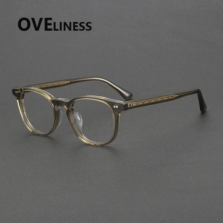 Oveliness Unisex Full Rim Oval Square Acetate Eyeglasses 78096 Full Rim Oveliness tea