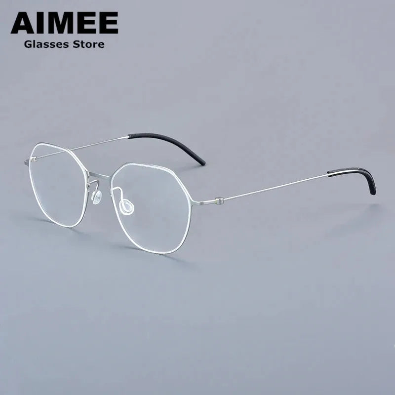 Aimee Unisex Full Rim Flat Top Polygon Titanium Eyeglasses 55740