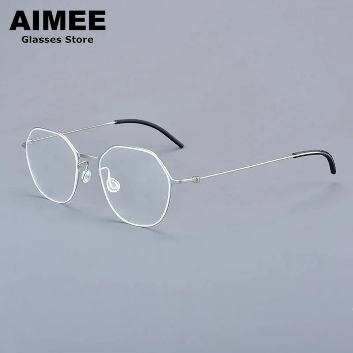 Aimee Unisex Full Rim Flat Top Polygon Titanium Eyeglasses 55740