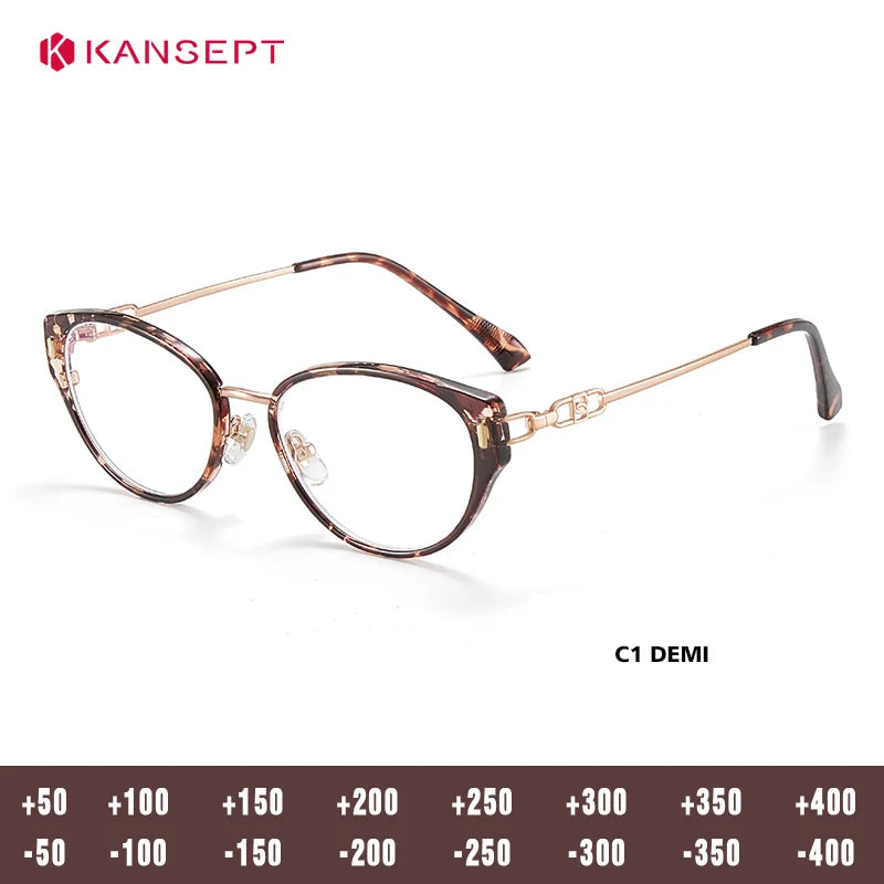 Kansept Women's Full Rim Oval Cat Eye Tr 90 Alloy Reading Glasses 12008