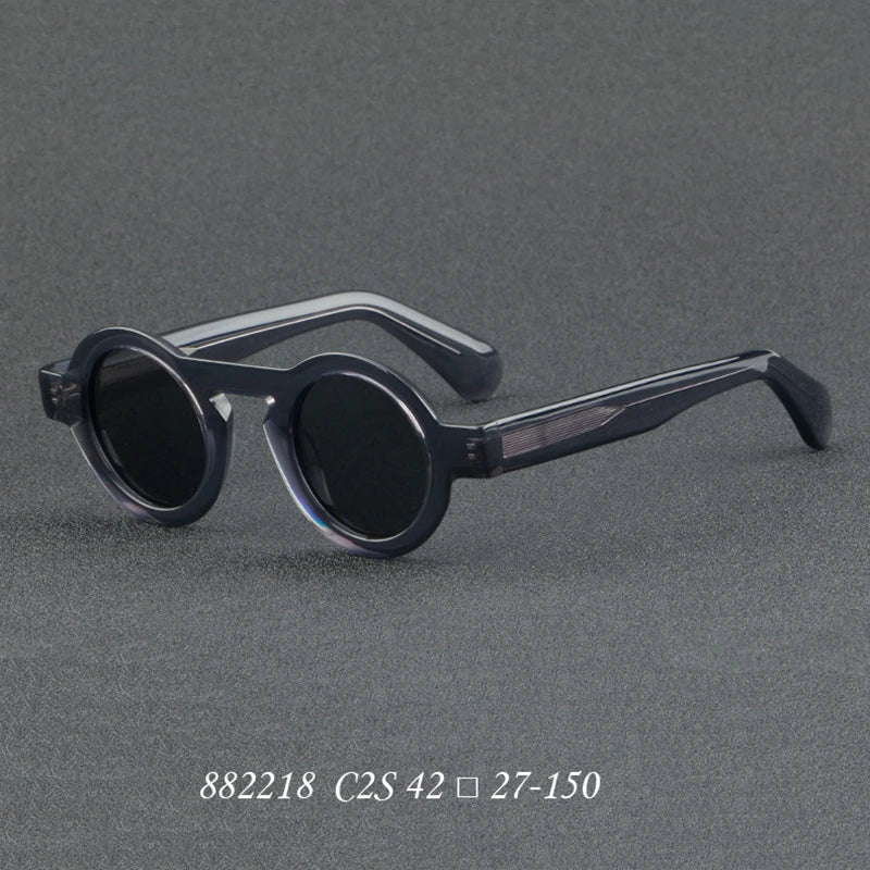 Nobler Unisex Full Rim Round Thick Acetate Polarized Sunglasses 8822 Sunglasses Nobler C2