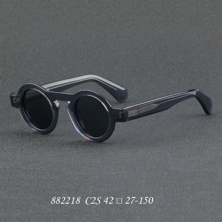 Nobler Unisex Full Rim Round Thick Acetate Polarized Sunglasses 8822 Sunglasses Nobler C2