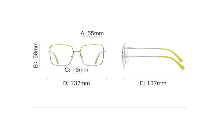 CCspace Unisex Full Rim Square Spring Hinge Alloy Eyeglasses 56270 Full Rim CCspace
