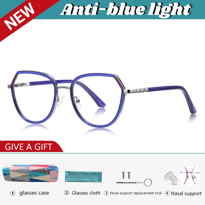 Vicky Unisex Full Rim Polygon Tr 90 Titanium Reading Glasses 83130