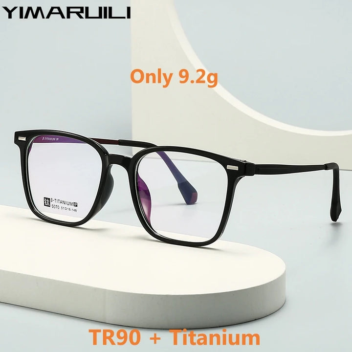 Yimaruili Unisex Full Rim Square Tr 90 Titanium-Alloy Eyeglasses 5070