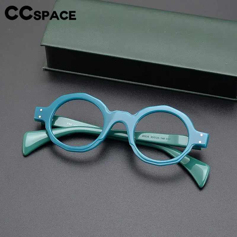 CCspace Unisex Full Rim Large Round Acetate Eyeglasses 57333 Full Rim CCspace