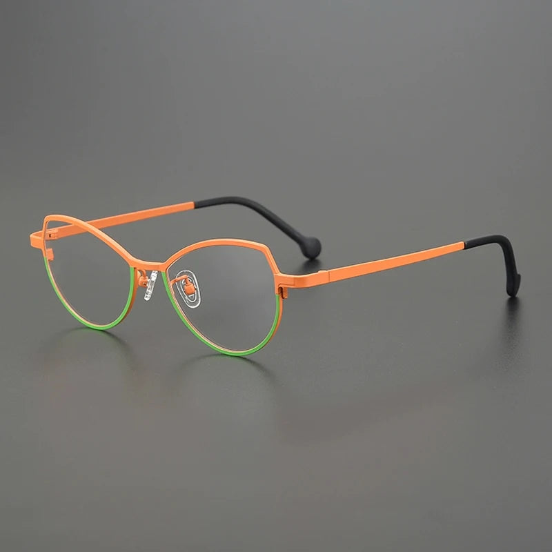 Gatenac Unisex Full Rim Brow Line Cat Eye Titanium Eyeglasses Gxy85848