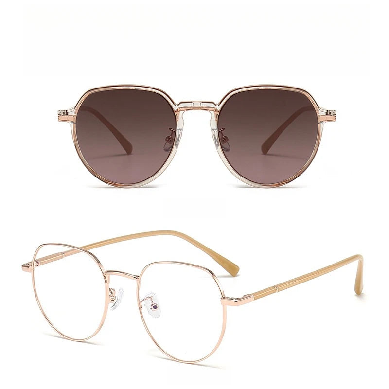 Yimaruili Women's Full Rim Polygonal Tr 90 Alloy Eyeglasses Clip On Sunglasses 81001