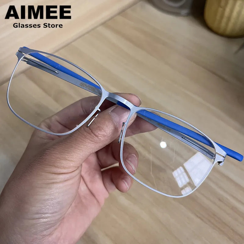 Aimee Unisex Full Rim Square Screwless Steel Eyeglasses 61499