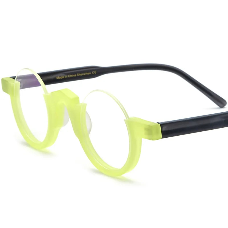 CCspace Unisex Semi Rim Round Acetate Eyeglasses 56887 Semi Rim CCspace C4Yellow
