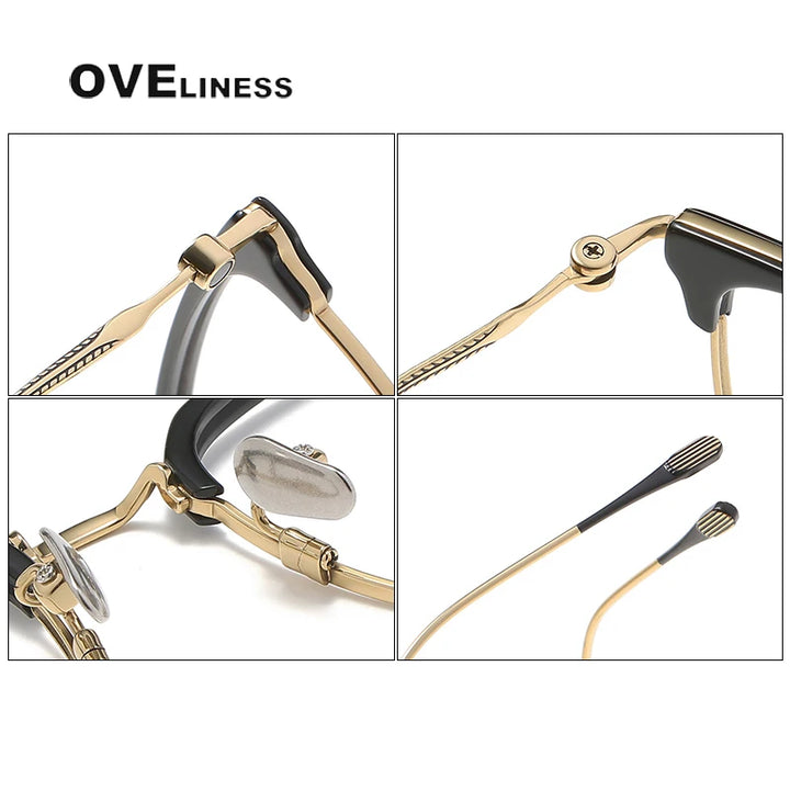 Oveliness Unisex Full Rim Cat Eye Acetate Titanium Eyeglasses 80899 Full Rim Oveliness