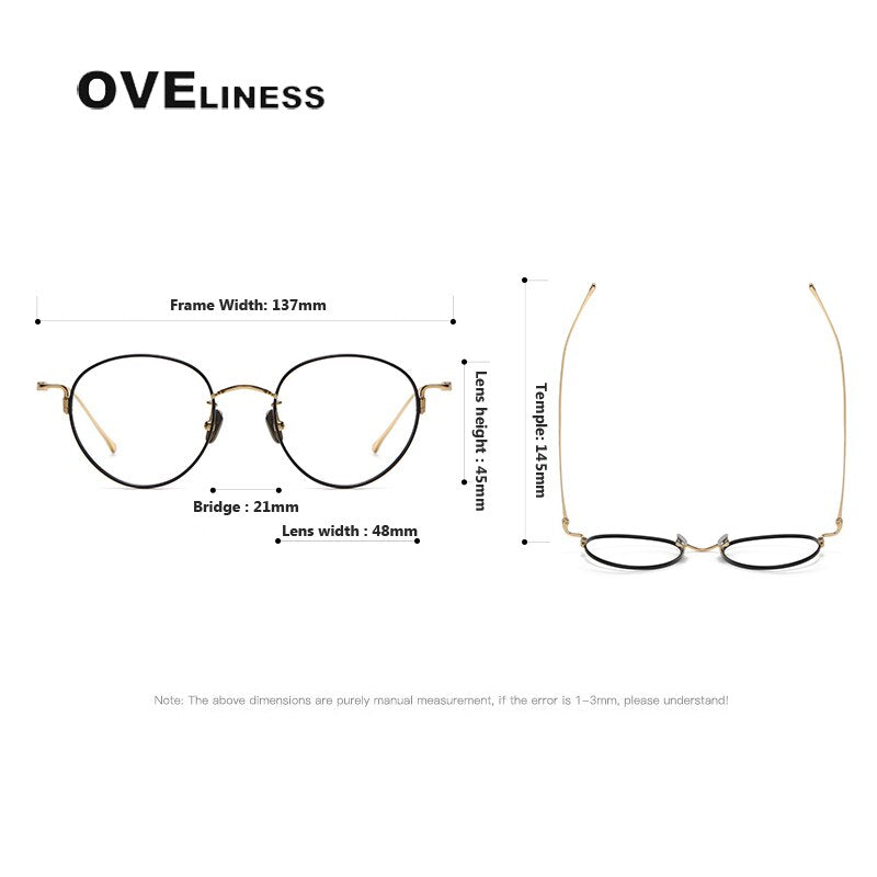 Oveliness Unisex Full Rim Round Titanium Eyeglasses 164 Full Rim Oveliness