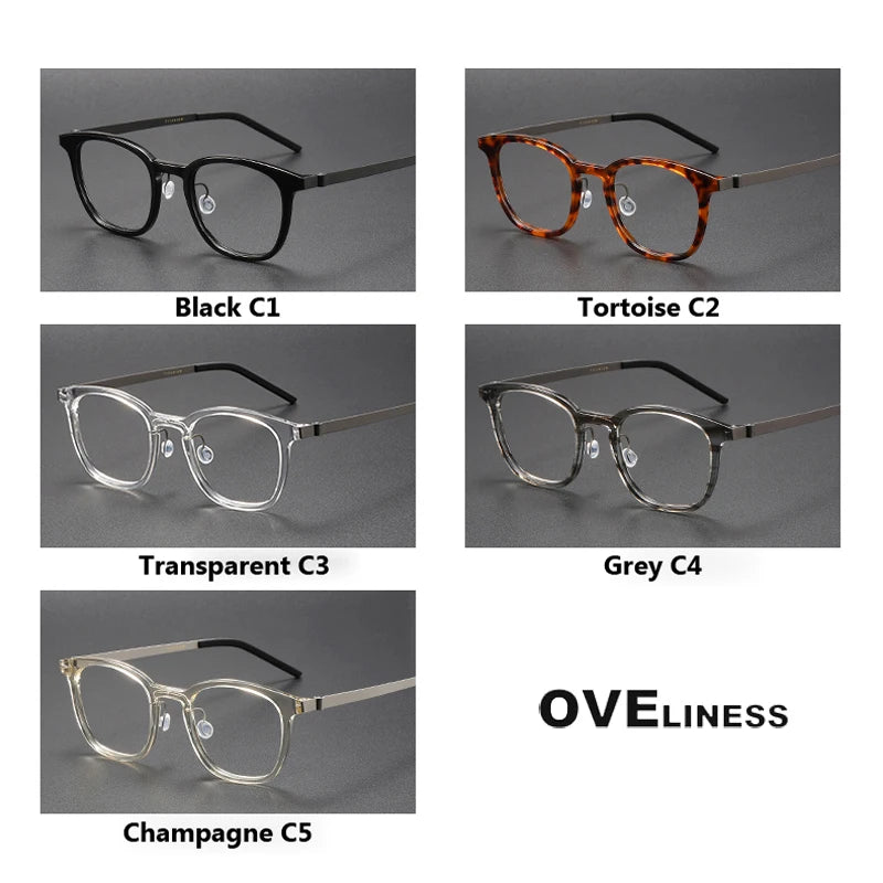 Oveliness Unisex Full Rim Square Titanium Screwless Eyeglasses 1051 Full Rim Oveliness