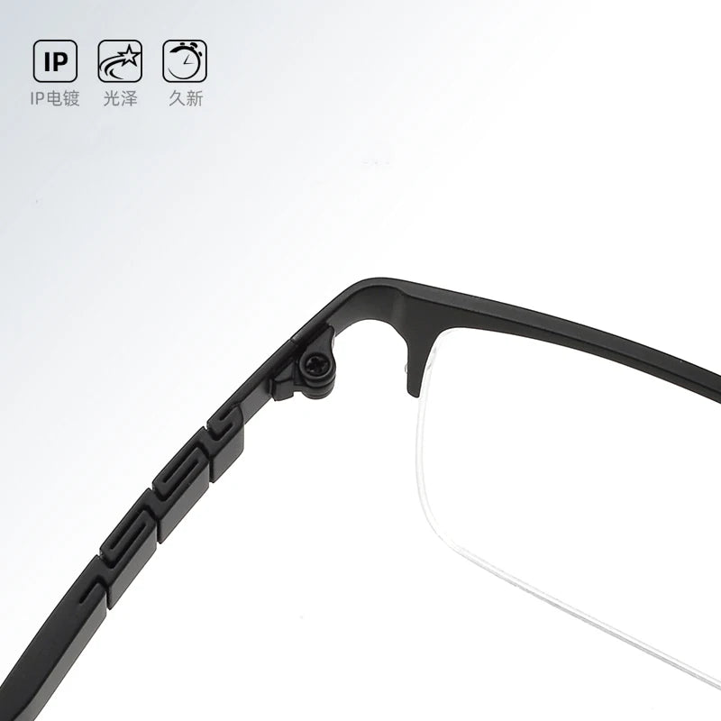 Bclear Men's Semi Rim Square Big Titanium Eyeglasses 71111 Semi Rim Bclear