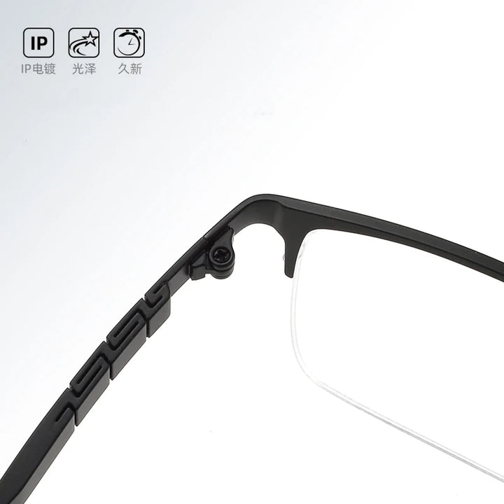 Bclear Men's Semi Rim Square Big Titanium Eyeglasses 71111 Semi Rim Bclear