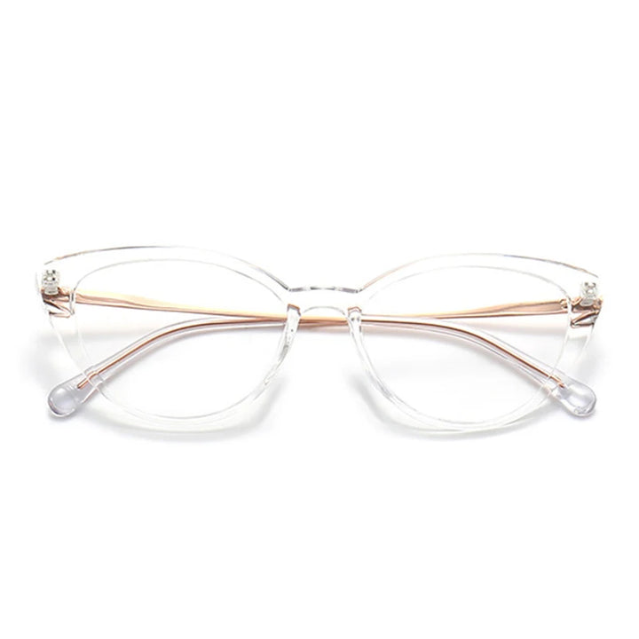 Hdcrafter Unisex Full Rim Oval Cat Eye Acetate Eyeglasses 48099 Full Rim Hdcrafter Eyeglasses Transparent