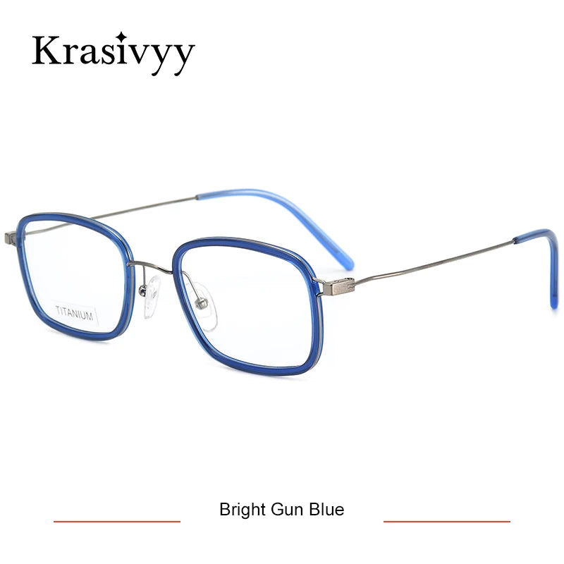 Krasivyy Unisex Full Rim Square Acetate Titanium Eyeglasses 16046