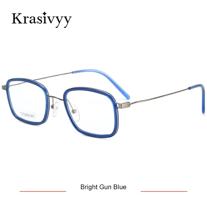 Krasivyy Unisex Full Rim Square Acetate Titanium Eyeglasses 16046