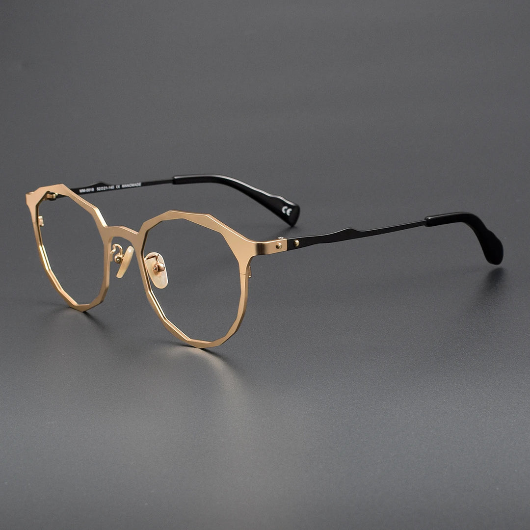 Muzz Unisex Full Rim Polygon Round Titanium Eyeglasses 620018