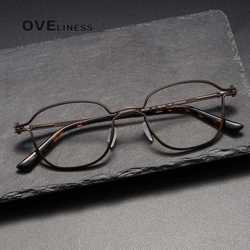 Oveliness Unisex Full Rim Round Titanium Eyeglasses C207 Full Rim Oveliness   
